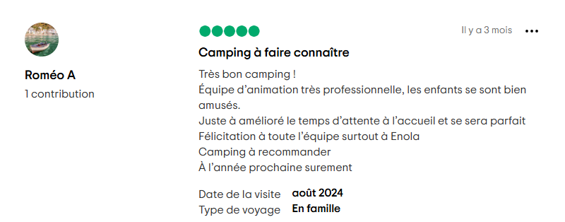 avis sur le camping le clos virgile